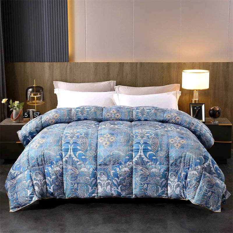 Thick White Goose Down Comforter for Bed