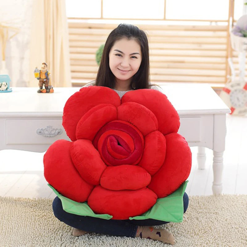 Large Rose Shaped Plush Pillow Cushion