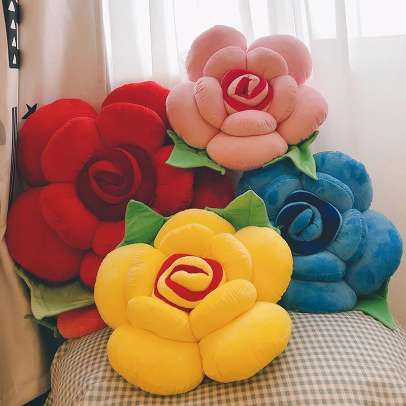 Large Rose Shaped Plush Pillow Cushion