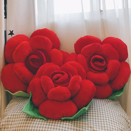 Large Rose Shaped Plush Pillow Cushion