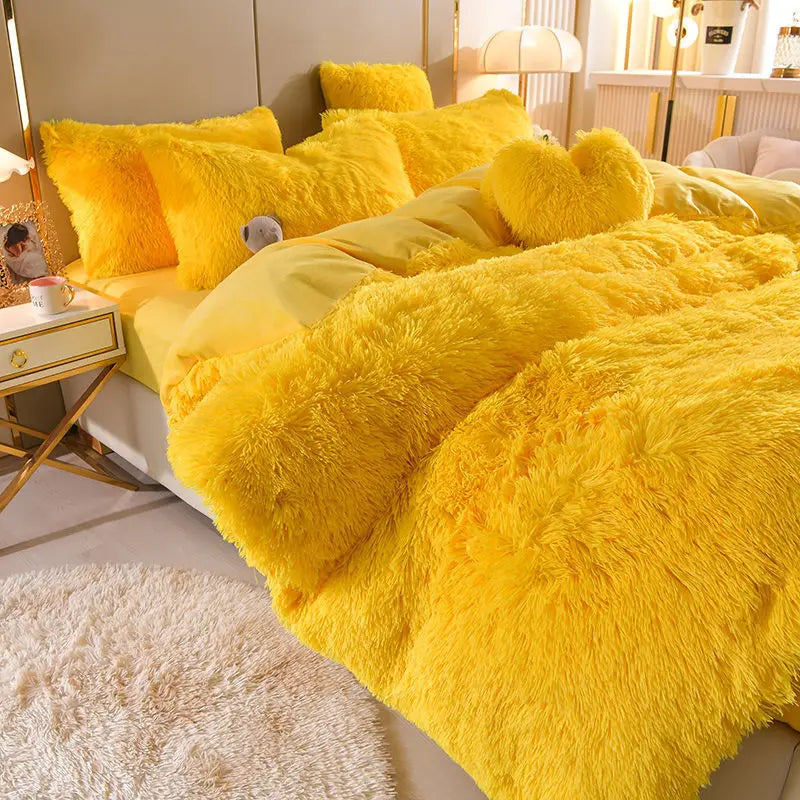 Velvet Plush Duvet Cover Set with Shams