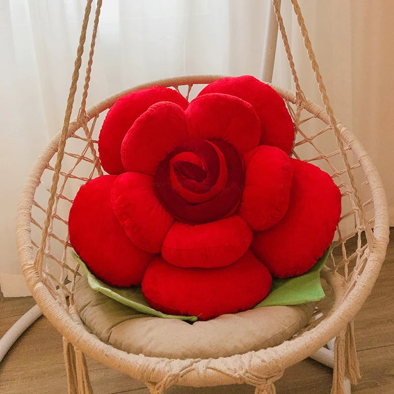 Large Rose Shaped Plush Pillow Cushion