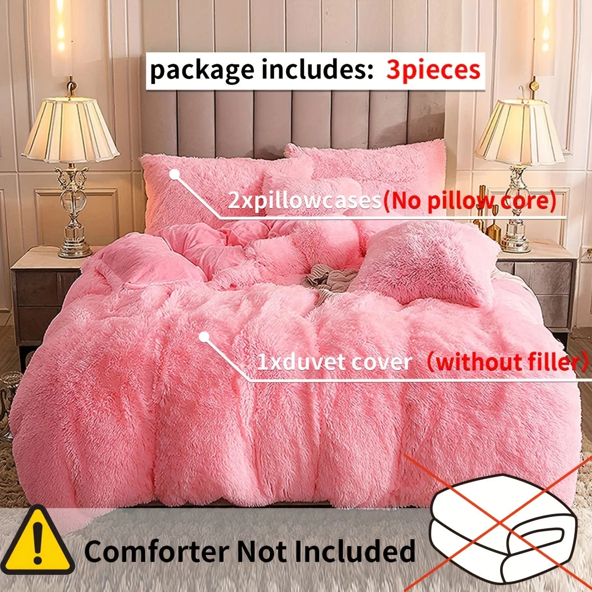 Velvet Plush Duvet Cover Set with Shams