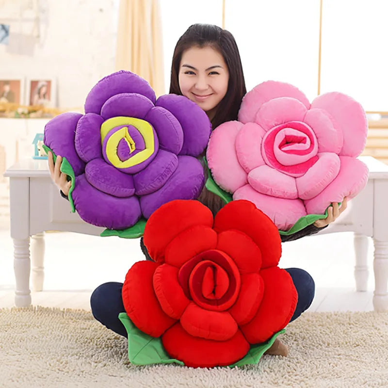 Large Rose Shaped Plush Pillow Cushion