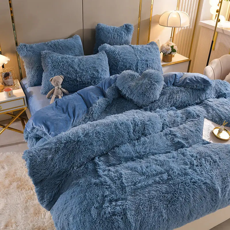 Velvet Plush Duvet Cover Set with Shams